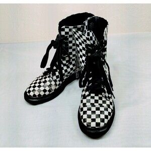 Current Mood Black And White Checkered Combat Boots, Women's Size 9M Preworn